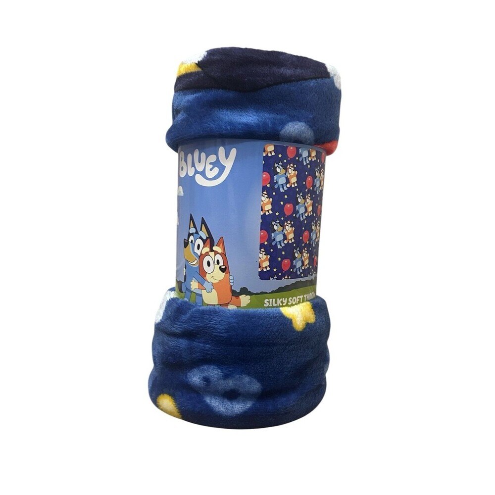 Bluey Birthday Balloon Throw Blanket NEW Silk Soft Touch 46” X 60” Bluey Bingo
